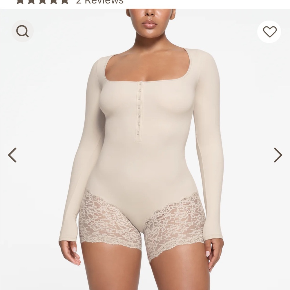 Skims Fits Everybody Lace Long Sleeved Onesie